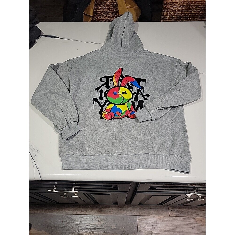Psycho Bunny Rabbit Gray Pullover Hoodie Men's Size M NEW! bin 4